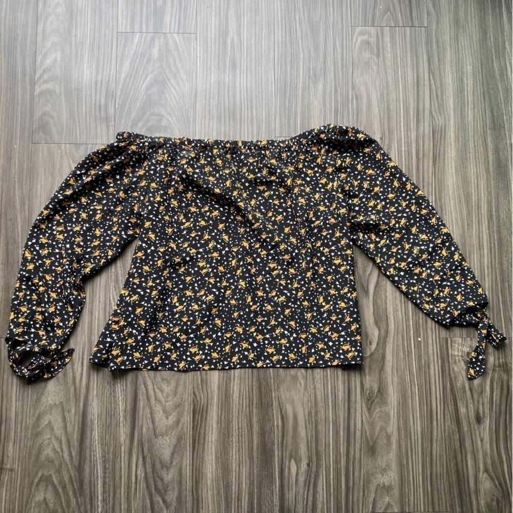 Madewell Women's Falling Leaves Off the Shoulder Silk Top - Picture 5 of 7
